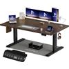Homall Scrivania Elettrica Regolabile In Altezza, 140 X 70 cm Due Supporti Telescopici Estendibili, Con Piano Diviso In Quattro Parti, Scrivania Per Computer Con Funzione Memoria, Noce e Nero