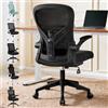 ALFORDSON Sedia da Ufficio Girevole con Supporto Lombare, Sedia di Rete da Computer Ergonomica con Braccioli Pieghevoli, Poltrona Scrivania, Alto Funzione Dondolo, Altezza Regolabile(Nera)
