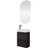 Planetmöbel Mobile sottolavabo con armadio a specchio Set mobili da bagno 40 cm per bagno Bagno ospiti Antracite