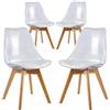 Brigros WeHome - Sedia Design Moderna in Plastica Trasparente con Cuscino in Ecopelle e Gambe Effetto Legno per Sala da Pranzo o Salotto (Bianco Trasparente)