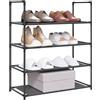 WOLTU Scarpiera Semplice Porta Scarpe Scaffale 4 Ripiani in Acciaio Inox Tessuto per 12 Paia di Scarpe