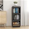 IBUQDDV Libreria in legno massello di pino grigio 40 x 35 x 103 cm con 3 ampi scomparti per riporre lo spazio - Scaffale decorativo in robusto legno di pino come pratico divisorio