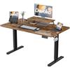 Devoko 160 x 70 cm Scrivania Regolabile in Altezza con Supporto per Monitor, Regolabile con 2 Altezze di Memoria, Per Camera da Letto, Studio, Ufficio, Marrone