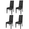 t m c s Tommychairs - Set 4 sedie modello Chantal per cucina e sala da pranzo, struttura in legno di faggio verniciata nero, seduta e schienale con bottoni imbottiti e rivestiti in pelle artificiale nero