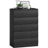 HOMCOM Cassettiera 5 cassetti per camera 77x40x111.5 cm marmo nero