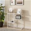 [en.casa] Tavolo a Consolle con 3 Piani Mobile Stretto da Ingresso Consolle in Acciaio Scaffale da Terra Espositore 80 x 80 x 26 cm - Bianco opaco
