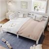 Goeria Lettino da giorno allungabile, in pino massiccio, con 2 posti letto e rete a forma di cuore, 90 x 200 cm, colore: bianco