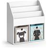 Vicco Libreria bambini Luigi, Bianco, 72 x 79 cm con 2 scatole pieghevoli opt.4, combinabile per riporre libri e giocattoli
