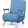 GIANTEX 2 in 1 Poltrona Letto Pieghevole, Schienale Regolabile a 5 Livelli, con Braccioli e Cuscinetto, Chaise Longue Soggiorno, Telaio in Metallo, Carico di 150 kg, 59x78,5x83 cm, 5 Colori