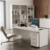 Linea Azzurra Scrivania Ufficio Bianco Frasinato Made in Italy H74xL200xP80 Tavolo da Lavoro per Ufficio e Soggiorno Elegante e Facile da Montare