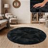 Paco Home Tappeto a Pelo Lungo Shaggy Morbido per Soggiorno e Camera da Letto Finto Pelliccia Moderna e Soffice Monocolore, Dimensione:Ø 200 cm tondo, Colore:Nero