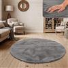 Paco Home Tappeto a Pelo Lungo Shaggy Morbido per Soggiorno e Camera da Letto Finto Pelliccia Moderna e Soffice Monocolore, Dimensione:Ø 120 cm tondo, Colore:Antracite