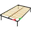 Flowen Rete una Piazza e Mezza 120x190 con Doghe in Legno, Rete Letto una Piazza e Mezza 120x190 Made in Italy, Struttura in Ferro con Piedi Smontabili, Reti Letto a Doghe 1 Piazza e Mezza per Materasso