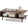 RELAX4LIFE Tavolino da Caffè a 2 Livelli, Tavolino da Salotto Moderno con Ripiano Aperto, Piano Spazioso, Gambe in Metallo Coniche, Tavolo d'Appoggio Rettangolare, 80 x 45 x 30 cm (Marrone)