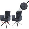 Mendler Set 2 sedie sala pranzo HWC-N99, braccioli posizionamento automatico, stoffa/tessuto ciniglia (340g/m²) - grigio scuro