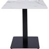 Liberoshopping Tavolo quadrato 70x70 cm con piano per esterno in pietra sintetizzata e base nera H 75 per bar, pub ristoranti (Marmo Bianco/Grigio)