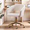 chairus Sedia da Scrivania in Tessuto Poltrona da Ufficio con Ruote Sedia Girevole Regolabile in Altezza Poltroncina con Gambe in Metallo per Ufficio/Studio/Computer, Beige