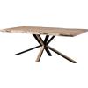 MASSIVMOEBEL24.DE Tavolo da Pranzo 240x100x77 in legno di Acacia laccato beige/gambe incrociate antracite opaco/naturale FREEFORM