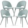 [en.casa] Set di 4 Sedie da Sala Pranzo Poltroncine per Salotto Cucina Sedie Imbottite con Rivestimento in Tessuto 77 x 50 x 55 cm - Verde Chiaro