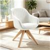 Zouron Sedia da Pranzo con Braccioli, Girevole, Confortevole, Design Unico, Multifunzionale, Beige (Cotone Lino + Piedini In Legno Chiaro), Scandinavo, Per Ufficio e Pranzo