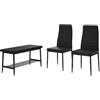 Vicco Set di panca e sedie Grand, Nero, 85 x 46.5 cm Set da 3 pezzi, per l'utilizzo come set da pranzo in cucina o sala da pranzo