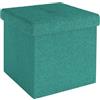 INTIRILIFE Pouf Pieghevole 38x38x38 cm in Turchese Scuro - Cubo Sedile con vano portaoggetti e Rivestimento in Tessuto con cavità - Cubo Sedile Contenitore poggiapiedi Contenitore Pouf pettorale