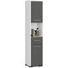 AKORD | Mobile Alto da Bagno | 30x140x30 cm, peso 25 kg | 2 Ripiani con Ante | 1 Cassetto, Scomparto aperto | Adatto Anche come Pensile | Moderna Mobiletto | Armadio a muro | Bianco/Grigio grafite