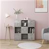 Gecheer Libreria Mobile, scaffale a muro con 9 scomparti, 5 ante, dimensioni 90x30x90 cm, legno multistrato, grigio cemento, per soggiorno, camera da letto, camera dei bambini, ufficio, documenti, libri, DVD