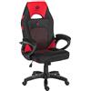 KRAKEN CHAIRS Sedia Gaming Tessuto Traspirante - Poltrona Gaming Ergonomica Con Inserti Mesh, Imbottitura Morbida, Funzione Dondolo E Gaslift, Sedia Ufficio Portata 130 kg, Nero-Rosso