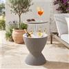 casa.pro Tavolino Frigo Cool Bar a Forma di Clessidra Tavolino Portaghiaccio con Piano Regolabile in Altezza 58-82 cm Marrone Chiaro in Effetto Rattan