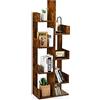COSTWAY Libreria Multiuso da Terra, Libreria ad Albero con 8 Ripiani, Scaffale in Legno per Libri, Ideale per Soggiorno, Ufficio, 50 x 25 x 145 cm (marrone)
