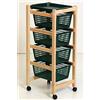 BAKAJI Carrello Portafrutta Jolly Legno Massello Colore Naturale 4 Ruote con Cestelli