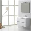 Kiamami Valentina - Mobile bagno sospeso 90cm 2 cassetti bianco foresta, lavabo destro, specchio 90x70 | Manhattan