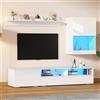 TIZZ Set Completo da Parete per TV, 175 x 39 x 34 cm, con Vetrina, Supporto e Mensola, LED, Lucido, per TV fino a 80, Bianco