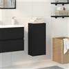 HaoChrymec Mobiletto Da Parete in Legno con Anta, Design Salvaspazio per Bagno con Ripiano Interno, Pensile Bagno Sospeso, Mobiletto Bagno Salvaspazio, Mobili Bagno, Effetto Rovere Nero, 32x20x67 cm