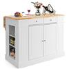 COSTWAY Credenza da Cucina in Legno, Isola da Cucina con Contenitore, con Ripiani Regolabili a 3 Livelli, 120 x 61 x 92 cm, Carico 200 kg (Bianco)