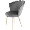 RayGar Genesis Flora Accent Poltrona con schienale a petalo con gambe tubolari in metallo cromato dorato (grigio)