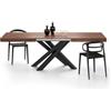 Mobili Fiver, Tavolo Allungabile Emma 160(240) x90 cm, Noce Canaletto con Gambe Incrociate Nere, per 6-10 persone, Tavolo Cucina, Soggiorno, Made in Italy