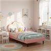 BLSYHDH Letto Imbottito per Bambino 90x200, Letto per Bambino con LED, Letti Principessa per Ragazza, Letti per Adolescenti Ragazza (Rosa+Cuoio, 90 x 200 cm)