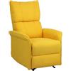 Totò Piccinni Poltrona Relax LAGOS reclinabile manuale con poggiapiedi Imbottita confortevole (Tessuto Giallo, Manuale)