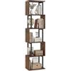 COSTWAY Libreria a 5 Livelli in Legno, Scaffale Espositore Geometrico con Struttura in Metallo, Mobile Portaoggetti Salvaspazio per Camera da Letto Soggiorno Ufficio, 38x23x147 cm (Marrone Rustico)