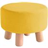 ping bu Poggiapiedi rotondo ottomano in legno massiccio a 4 gambe sgabello per sedia piccola, poggiapiedi poggiapiedi sgabello imbottito in spugna (28 x 25 cm, giallo)