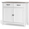 Blishom Mobiletto da Cucina, Credenza Ausiliaria con 2 Cassetti e 2 Ante per Cucina, Sala da Pranzo, Soggiorno, 90×40×82 cm,Grigio