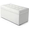 MG Design Pouf contenitore imbottito 45 × 90 cm Bianco - capacità ca. 100 L, fino a 300 kg, seduta morbida, struttura solida, già montato e facile da pulire