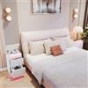 Ztexkee Lucido Comodino Set di 2 Comodini con presa e striscia luminosa a LED,Tavolino laterale comodino con 2 cassetti e Scomparto segreto per camera da letto Soggiorno, Bianco