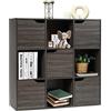 RELAX4LIFE Libreria a 9 Cubi con 5 Ante, Scaffale Espositore in Legno per Decorazioni, Armadio Credenza Moderna a 3 Ripiani, 90 x 29 x 90 cm (Grigio)