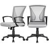 Yaheetech 2 Sedie da Scrivania Ufficio Ergonomiche con Ruote e Braccioli Girevoli Reclinabili Altezza Regolabile Grigie