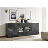 Arredocasagmb.it Mobile Contenitore 2 Ante 4 cassetti Moderno Grigio Lucido Ante con Serigrafia Soggiorno Madia Buffet con sportelli Design Mira 08