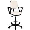SEDIAOFFICE - Sedia con Ruote e Schienale Regolabile in Altezza e Girevole, Sgabello Cassa da Lavoro per Ufficio, Reception Parrucchiere, Sale Giochi (2 Braccioli, Ruote Base, Bianco Ecopelle)