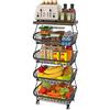 RELOVE Cesto di frutta e legumi con ruote, supporto per cesto di frutta arrotolabile impilabile a 5 livelli, cesto per legumi per la cucina, per tenere il pranzo, i servizi igienici 40 x 30 x 94 cm